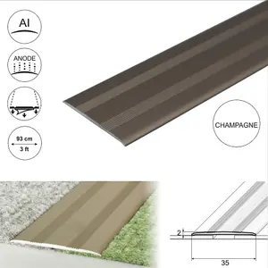 A08 930mm x 35mm 2.3mm Anodised Aluminium Flat Self Adhesive Door Threshold Strip - Champagne, 0.93m