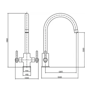 Luxury Matt Black Dual Lever Kitchen Sink Mixer Tap with Matching Basket Strainer Waste & Square Overflow