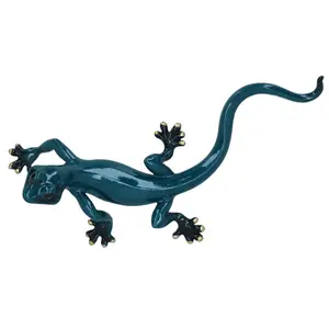 Blue Gecko Lizard Resin Wall Shed Sculpture Decor Statue Ornament Medium