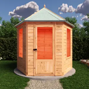 Welton Hexagonal 8x7ft summerhouse with 2 opening windows