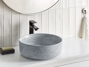 Ceramic Countertop Basin Granite Effect 370 mm Grey GUDAR