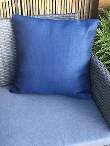 Pair of Outdoor Garden Sofa Chair Furniture Scatter Cushions - Blue Plain