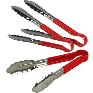 Stainless Steel Tongs 12" (Set of 3) Red / 22.86cm