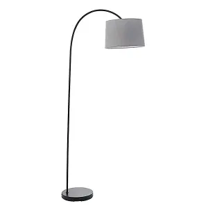 Luminosa Carlson 1 Light Floor Light Matt Black & Light Grey Cotton Mix, E27