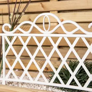 Pack of 12 27cm White Plastic Garden Patio Lawn Border Fence Edging