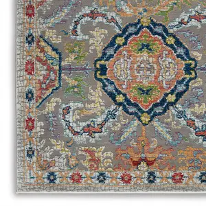 Grey/Multicolour Luxurious Floral Persian Traditional Rug for Living Room Bedroom and Dining Room-61cm X 122cm