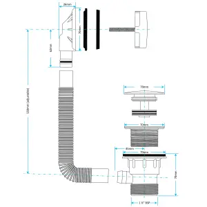 Round Chrome Thermostatic Overhead Shower Kit with Sleek Basin Mixer Tap & Bath Filler Set inc. Waste Set