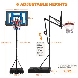 Yaheetech Blue Portable Basketball Hoop On Wheel 99.5cmL x 66cmW