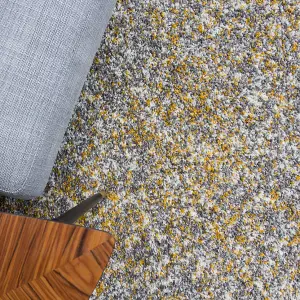 Super Soft Ochre Yellow Grey Mottled Shaggy Area Rug 80x150cm