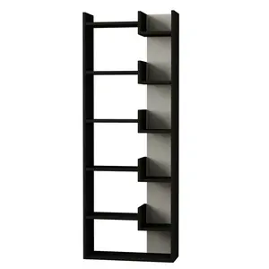 Kara 5-Tier Freestanding Bookcase for Home and Office Storage Anthracite/White / 162.56" H x 61" W x 22" D