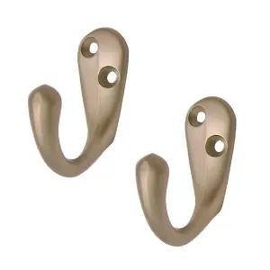 4 x Satin Nickel Single Coat Hooks, Door & Wall Robe Dress Garment Hangers