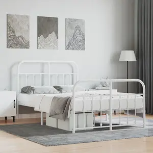 Berkfield Metal Bed Frame with Headboard and Footboard White 120x200 cm