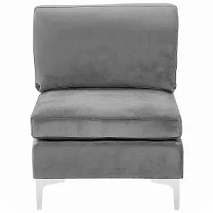 Sofa with Ottoman EVJA Grey Velvet Left Hand