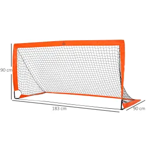 HOMCOM Football Goal Folding Outdoor with All Weather Net 6'x3' Orange