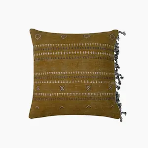 Lopa Yellow Cotton-Linen cushion - Linen/Cotton - L50 x W50 x H1 cm - Mustard