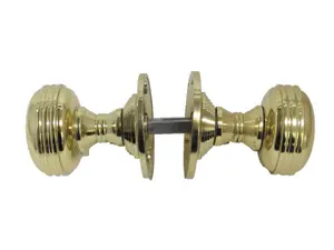 Door Knobs Reeded Heavy Duty Mortice Knob - Polished Brass 64mm