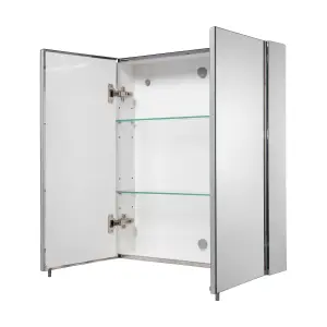 Croydex Finchley Double Bathroom Wall cabinet With 2 mirror doors (H)690mm (W)600mm