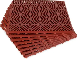 MantraRaj Terracotta Mesh Effect Interlocking Garden Tiles Lawn Pack Of 10 Plastic Outdoor Decking Tiles Anti Slip Weatherproof