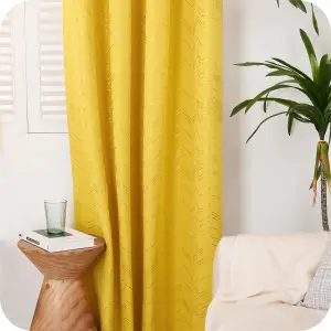 Deconovo Foil Printed Blackout Curtains 46 x 54 Inch Mellow Yellow 2 Panels Thermal Insulated Window Eyelet Curtains