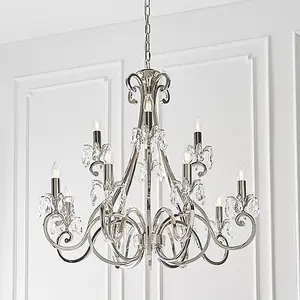 Luminosa Oksana 12 Light Chandelier Polished Nickel Plate Finish, E14