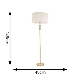 ValueLights Marissa Gold Stacked Ball Floor Lamp with Cream Boucle Shade