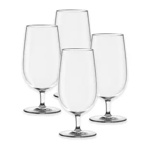 Acrylic Stemmed Water Goblet Glass - Plastic Picnic Camper Glasses - Set of 4