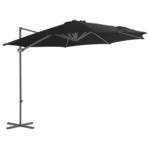 Berkfield Cantilever Umbrella with Steel Pole Black 300 cm