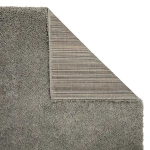 Modern Easy to Clean Grey Plain Shaggy Rug for Dining Rug-200cm X 285cm