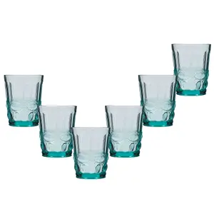 Set of 6 Vintage Luxury Turquoise Drinking Glass Whiskey Glass Tumblers 240ml