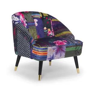 Fabric Patchwork Kensington Slipper Accent Chair Multicolour