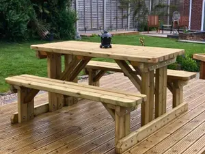 MG Timber Products: Premium Walk-In Style Picnic Table - Pub Bench - Excellent Quality Wooden Picnic Bench, 4ft