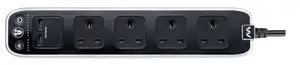 Masterplug Surge Black 4 socket Extension lead with USB, 1m