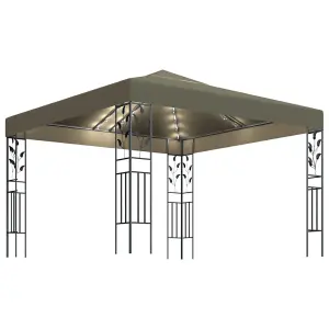 Berkfield Gazebo with LED String Lights 3x3 m Taupe