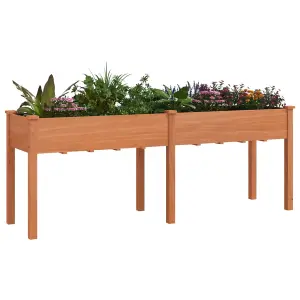 Berkfield Planter with Liner Brown 203x53x76 cm Solid Wood Fir