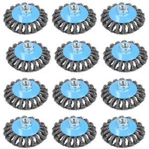 4" Twist Knot Bevel Wire Brush Rust Paint Removal for 115mm Angle Grinders 12pc