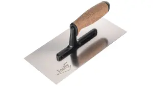 Toolty Stainless Steel Trowel with Cork Handle on Polyamide Foot 270mm for Plastering Rendering Finishing Smoothing DIY