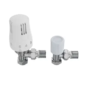 Right Radiators Thermostatic Angled TRV & Lockshield Radiator Valves Set 1/2"x15mm