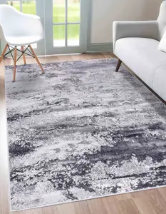 Onyx Modern Grunge Sprayed Abstract Area Rugs Silver 200x290 cm