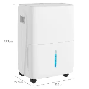 HOMCOM 30L/Day Dehumidifier for Home, with Auto-Clean Filter, 24H Timer