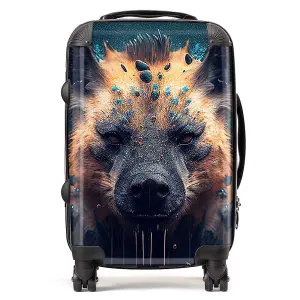 Hyena Face Splashart Dark Background Suitcase - Cabin