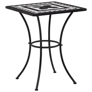 Berkfield Mosaic Bistro Table Black and White 60 cm Ceramic