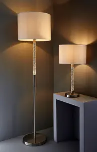 Luminosa Andromeda 1 Light Floor Lamp Satin Chrome, Acrylic With Bubbles, E27