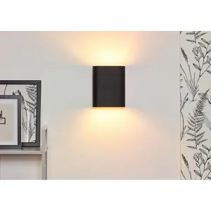 Lucide Ovalis Modern Up Down Wall Light - 2xE14 - Black