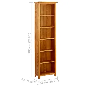 Berkfield 6-Tier Bookcase 52x22x180 cm Solid Oak Wood