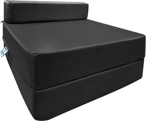 Fold Out Single Z Bed Futon Sofa Chair Mattress - Black