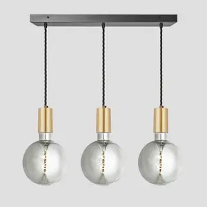 Industville Sleek Large Edison Cluster Lights, 3 Wire, Brass