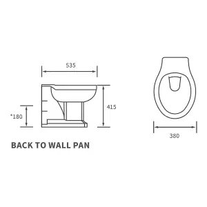 Somerton White Boxed rim Back to wall Toilet pan with Brass effect fittings & Soft close seat