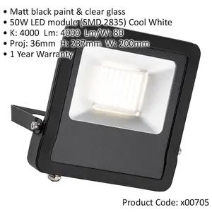 2 PACK Outdoor IP65 LED Floodlight - 50W Cool White LED - Angled Wall Bracket