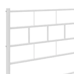 Berkfield Metal Bed Frame with Headboard White 150x200 cm