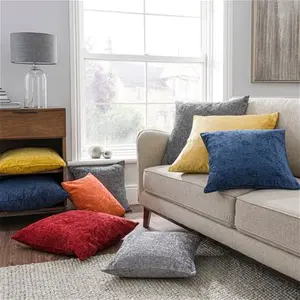 Dunelm Chenille Square Cushion, Country, Size: 55cm X 55Cm, Red